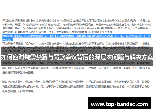 如何应对魏震禁赛与罚款争议背后的深层次问题与解决方案