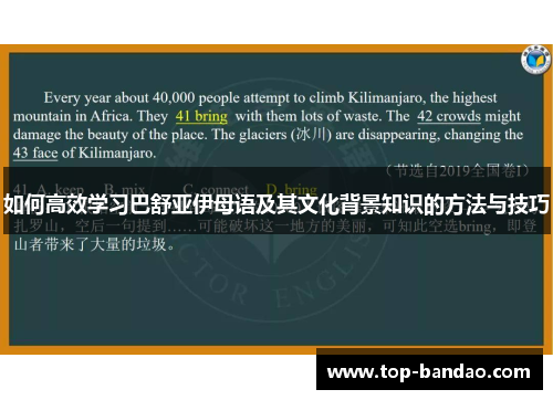 如何高效学习巴舒亚伊母语及其文化背景知识的方法与技巧 如何高效学习巴舒亚伊母语及其文化背景知识的方法与技巧